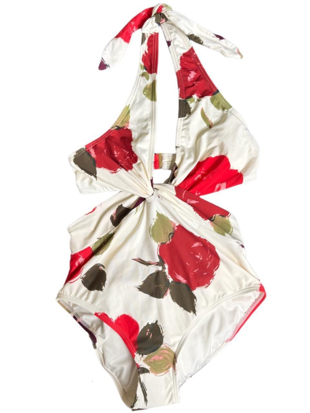 Kate Spade Just Rosy Knotted Halter One Piece Red Rose Floral | Size L | NWOT 🌹